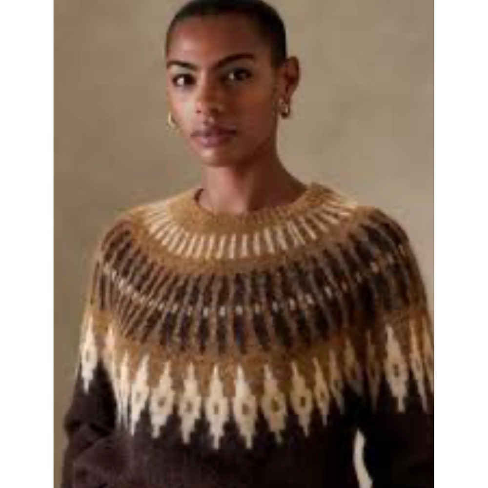 Banana Republic Fairisle Alpaca Sweater in Brown Size Small